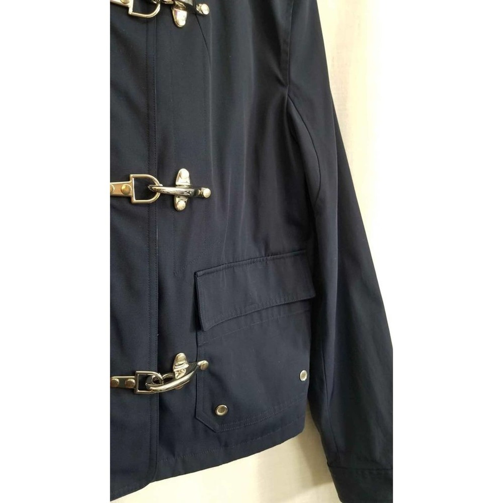 New! Lauren Ralph Lauren Navy Nylon Silver Clasp Jacket Size Large. - Picture 4 of 7